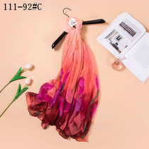 2020 spring and summer new Korean version of the flower elegant high-grade simulation silk scarf womens silk scarf shawl beach towel