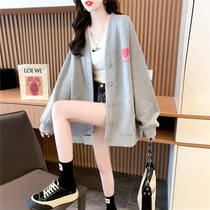 Pregnant women fashion coat wear Net red tide coat women long thin 2021 new size cardigan sweater