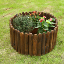 Carbonized wooden stake fence outdoor anticorrosive wood fence semi-round wooden flower bed garden wooden guardrail wooden fence