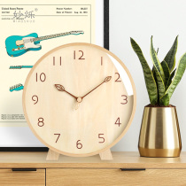 Living room clock desktop clock ornaments creative desk clock bedroom large pendulum clock mute Nordic solid wood clock desktop
