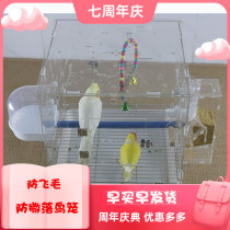 M36 living room bird cage Xuanfeng peony tiger skin bird horizontal spot anti-flying hair splash-proof acrylic ornamental cage
