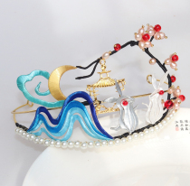 (Yinghua) Yujun knows the ancient wind wrapped around the flower hair crown Hanfu peach blossom moon rabbit osmanthus headband Chinese style accessories headdress