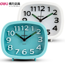 Deli 8800 silent alarm clock Small creative cartoon simple wake-up artifact student clock