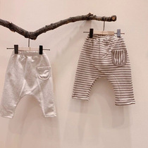 Baby big fart pants Pants Spring Autumn children Mens Harun pants Long pants loose foreign air female baby large PP pants pure cotton
