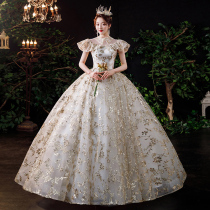 Starry sky pregnant woman shoulder main wedding dress 2021 New Gaoding bride French heavy industry luxury palace style embroidery summer