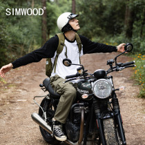 Simwood simple wood mens (loose version) Autumn new shoulder sleeve chest printing color long sleeve T-shirt men