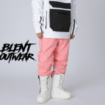 BLENT ski new mens and womens veneer cute Tide brand waterproof loose thin leg leg pants White pink pink
