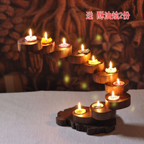 Thai solid wood candlestick candlelight dinner props romantic Western food decoration retro creative multi-layer rotating Candlestick ornaments