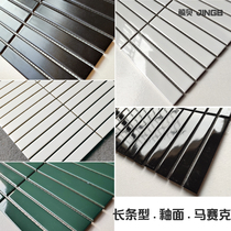 Black and white dark green pink long strip ceramic mosaic tile balcony kitchen toilet matte bright tile