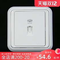 TJ space base switch socket switch panel monopoly classic series Tianjue white telephone socket level side