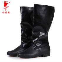 Red dance shoes Mens boots high barrel leather horse boots Ethnic minority dance shoes Boys Mongolian horse boots Tibetan boots