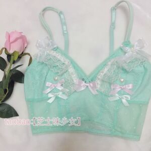 Orange Maid# Summer day mint full Lace short Sling Straps corset bhiner lolita fashion