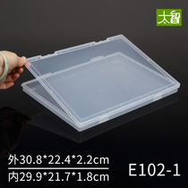 A4 file box transparent plastic box single grid tool box packaging desktop stationery storage box large document box flat box