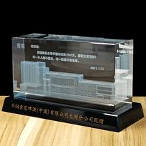 Crystal carving 3D building model Tower building custom hospital medical building government building Memorial volunteer gift
