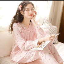 Pajamas ladies spring and autumn winter long sleeves Japanese students sweet and fresh loose size cardigan home suit