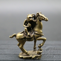Pure copper immediately sealed Pendant Copper Monkey horse riding Birthday Peach small ornaments pendant elderly antique copper pendant