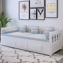Solid Wood living room small apartment multi-function telescopic single push-pull sitting dual-use sofa bed folding pull-out storage