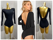 Modern Latin dance ballet gymnastics uniform bodybuilding dance jumpsuit body long sleeve spring and autumn with chest pad