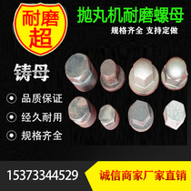 Shot blasting machine accessories Chamber body guard forging protection wear-resistant nut M16 high strength nut Cast iron clad cast hexagonal M12