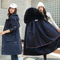  One coat three coats womens detachable cotton clothes winter Korean fashion big fur collar thickened warm cotton coat jacket