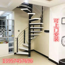 Customized step indoor household solid wood steel wood rotating duplex leap floor attic building European staircase Ningbo