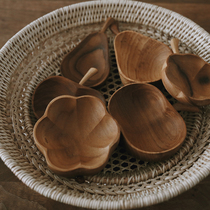  Glutinous rice porcelain national ware Super cute fruit shape small wooden dish Small sauce dish Teak small dish