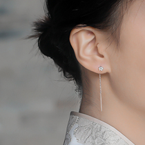 Pure silver earline short flower with 999 foot silver earrings female temperament Sumini earrings 2021 New wave earrings