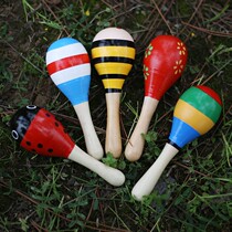 Childrens sand hammer wooden exercise baby hearing grip rattle 0-1 years old 3-6 months hit instrument baby toy