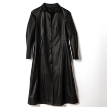 High leather windbreaker womens long 2021 autumn new over-the-knee fashion sheepskin coat womens coat