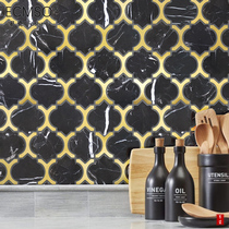 Nordic black stone mosaic tile kitchen metal stainless steel bathroom wall tile Shower room bar bar background