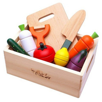 Foreign trade original single simulation kitchen play house toy magic sticker magnetic fruit cut happy look set childrens gift