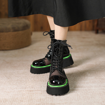 Hollowed-out Martin boots female summer thin section 2022 new mesh yarn womens shoes thick base coarse heel boots Summer breathable short boots