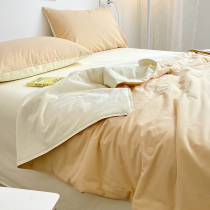 Full cotton washed cotton summer cool quilted by four sets of pure cotton summer air conditioning by single thin quilt Summer can be machine washable double