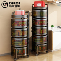 360-degree rotatable vegetable shelshelf kitchen floor-type multilayer multifunctional special vegetable basket containing frame