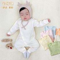Baby Pure Cotton One-piece Clothing Spring Autumn Season Baby No Bones Climbing Suit Newborn Baby Protector Khab Pyjamas Jersey Undercoat Long Sleeves