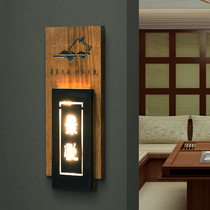 Solid wood Chinese-style luminous door plate custom hotel restaurant restaurant guest house private room box with lamp wooden sign