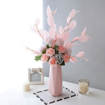 Morandi pink elegant fresh vase flower art warm handicraft decoration warm heart table decoration girl decoration