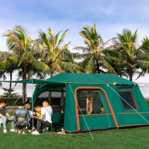 Outdoor large automatic aluminum rod two-room one-hall 5 to 8 to 12 people camping double thickened anti-storm four-season tent
