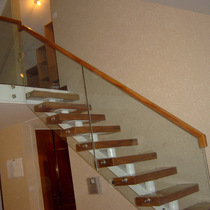 Beijing glass staircase solid wood pedal handrail factory price custom steel wood metal Villa cabinet staircase renovation
