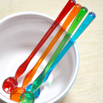 Japan KM Candy color acrylic milk tea flavored stick coffee mixing spoon milk mixing rod long handle plastic spoon