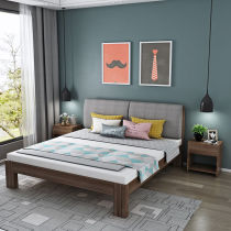 Solid wood bed 1 5 meters Modern simple 1 8 meters double bed Simple rental room Bed frame Single bed 1 2m Economy