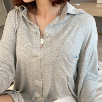 Spring and summer new large size pregnant women shirt modal long cardigan thin coat coat maternity dress wild tide