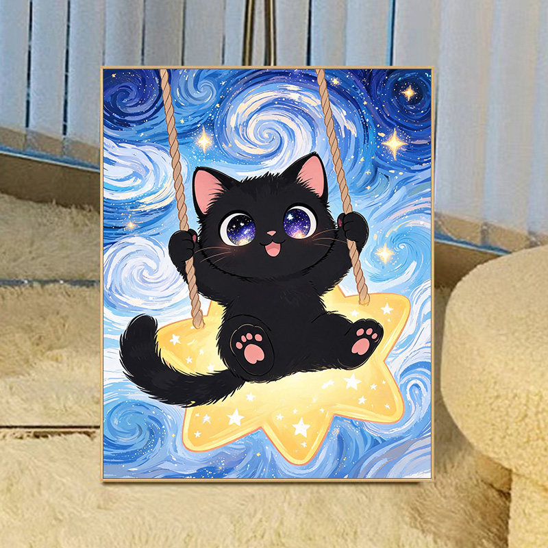 星空黑猫油画-星空黑猫油画促销价格、星空黑猫油画品牌- 淘宝