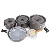  Outdoor pot set equipment Pots and pans Camping 5-6 people cookware Self-driving portable picnic set non-stick pan field tableware