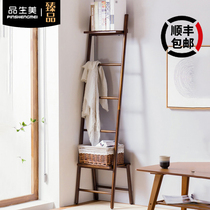 Shelf Bedside Japanese-style bathroom Floor-to-ceiling trapezoidal clothes towel rack Wall-to-wall Bedroom room bedside storage shelf