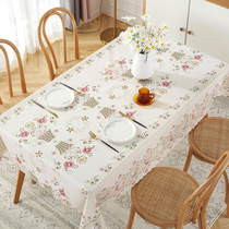 Pastoral style floral tablecloth ins style hipster pvc waterproof and oil-proof disposable rectangular coffee table table tablecloth