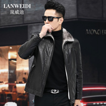 Leather leather clothing mens cross mink whole mink liner cowhide short leather jacket Fur one-piece mens thickened mink coat