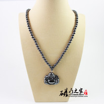Black gallstone magnetic magnetic therapy Maitreya Buddha magnet necklace Buddha fate to give parents and elders gifts