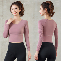 Yoga clothing 2021 new top professional high-end fashion long sleeve autumn sports fitness clothing spring and autumn with chest pad