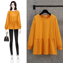 Pregnant woman blouses spring and autumn covered with small subtaller undershirt pregnancy big code plus fattening up pregnant woman with T-shirt summer